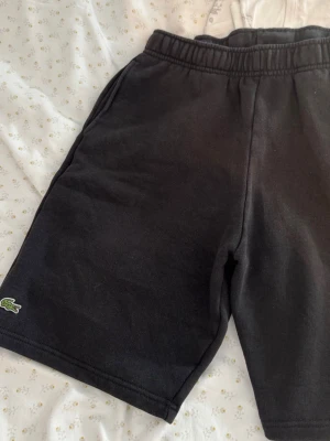 Svarta shorts från Lacoste - Svarta shorts från Lacoste med klassisk broderad krokodil-logga på benet. Mjukt material och elastisk midja för skön passform. Perfekta för chill dagar eller sport. Snygg och enkel design som funkar till det mesta.