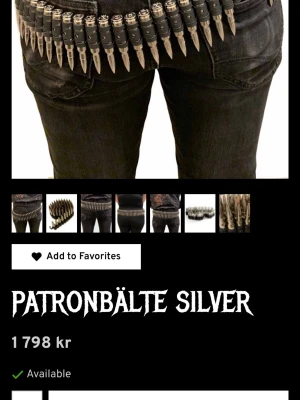 Patronbälte i silverfärg BUDA! - Unikt patronbälte i silverfärg med realistiska patrondetaljer. Justerbar längd. Nypris 1800kr. BUDA!