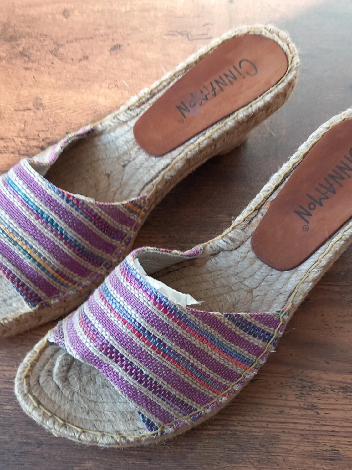 Randiga kilklackssandaler Cinnamon storlek 41  - 1