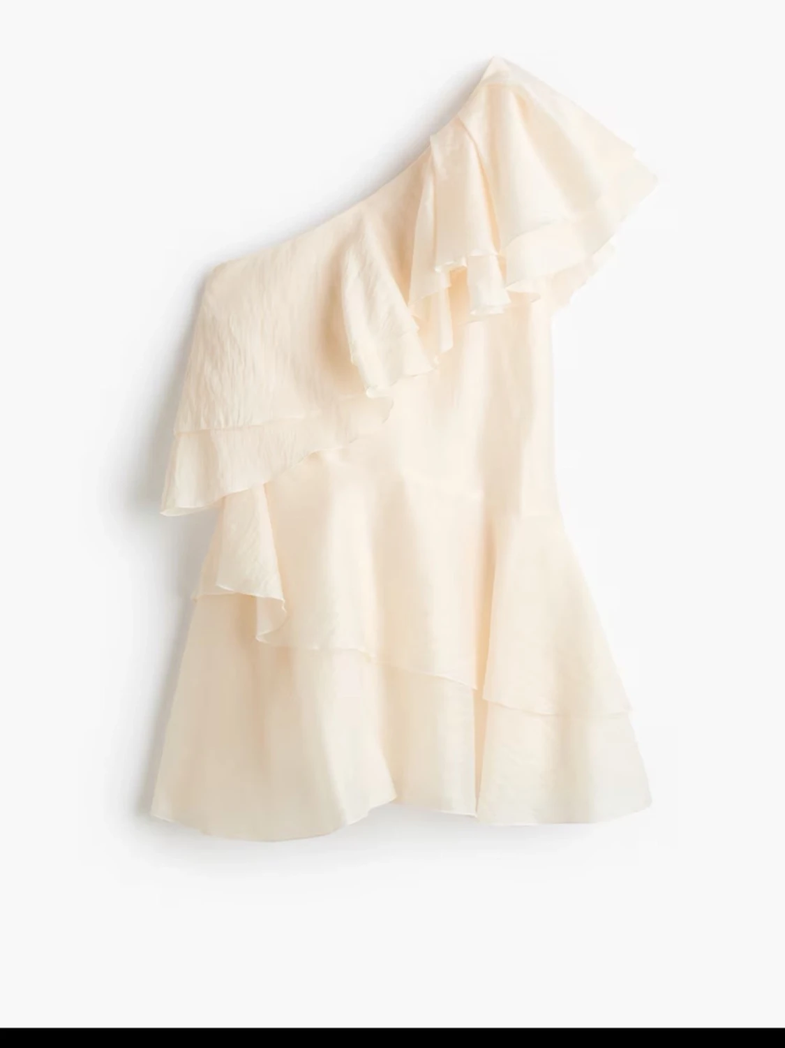 Ljus oneshoulder volangklänning