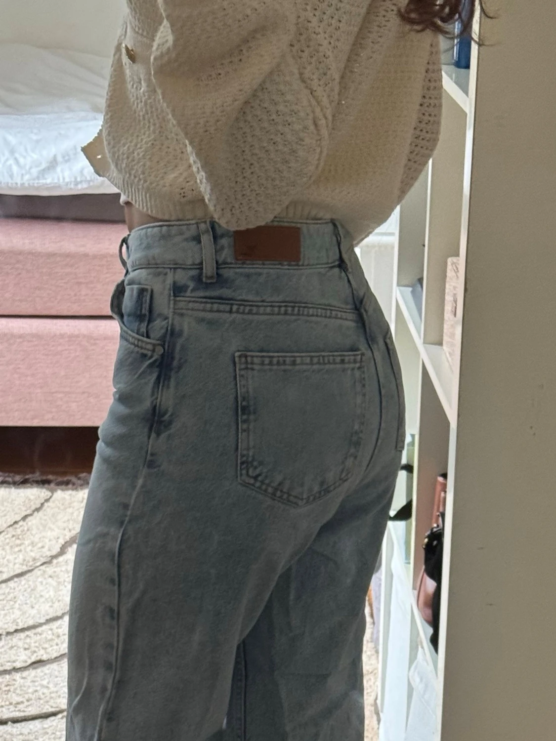 Ljusblåa raka jeans med hög midja - 3