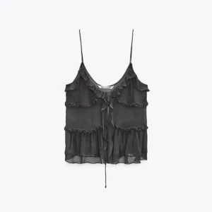 Zara topp - Super söt volang topp från zara, strl M men skulle säga att den sitter som S/XS💖