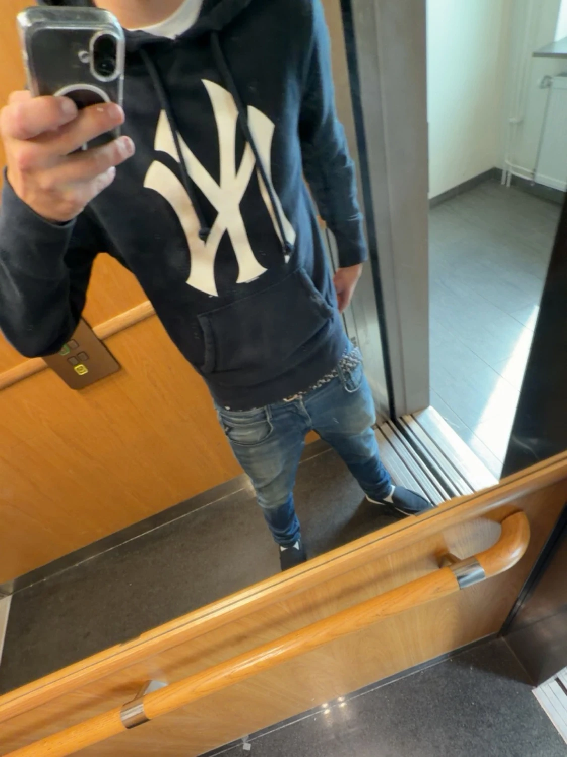 Mörkblå yankees hoodie - 2