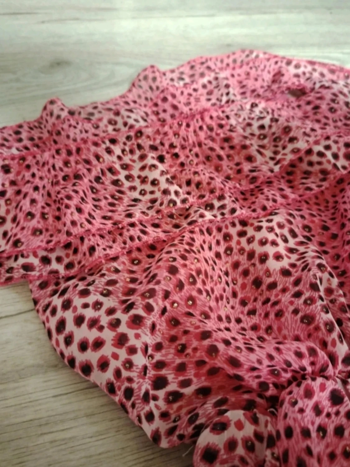 Rosa volangblus med leopardmönster💖 y2k - 4