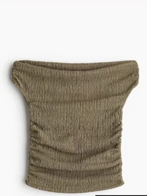 Olivgrön ribbad topp - .