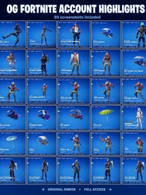 OG Fortnite-konto | Black Knight | Sparkle Specialist | Floss | Take the L | Original Owner - Säljer mitt personliga OG Fortnite-konto. Original owner med full tillgång till registrerad e-post. Höjdpunkter: ⭐ Black Knight ⭐ Sparkle Specialist ⭐ The Reaper ⭐ Dark Voyager ⭐ Elite Agent ⭐ Royale Knight ⭐ Blue Squire ⭐ Imperial Stormtrooper. 70 skins, 309 emotes, 67 back blings, 44 pickaxes. Black Shield, AC/DC, Mako, Floss, Take the L m.m. Unreal-rank, Level 898. Levereras direkt efter betalning.