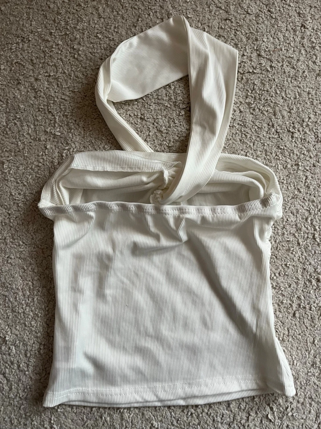 Vit ribbad halterneck topp - 1