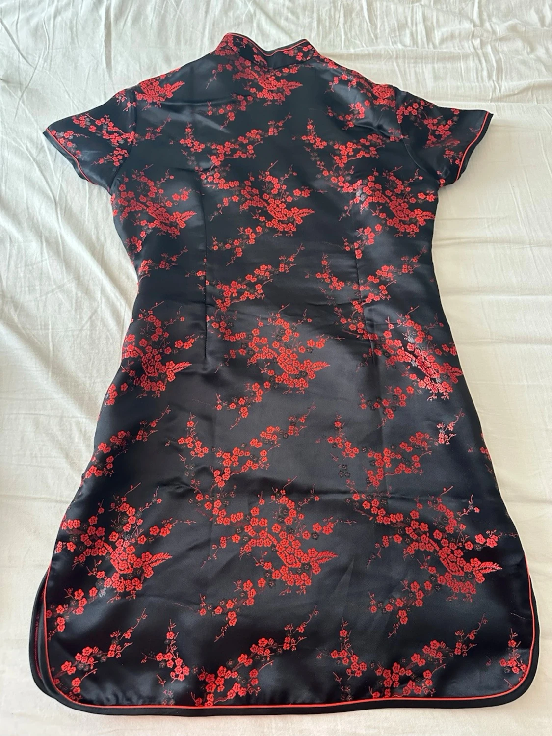 Svart röd cheongsam klänning - 5