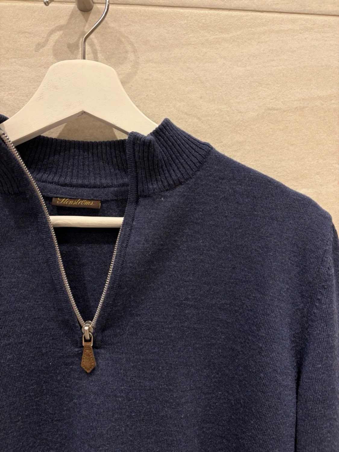 Marinblå merino half zip från Stenströms - 1