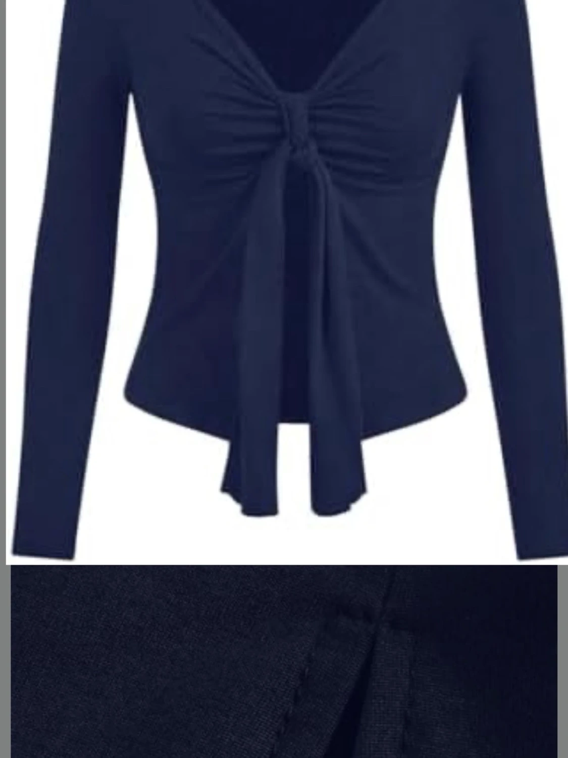 Marinblå långärmad knytblus