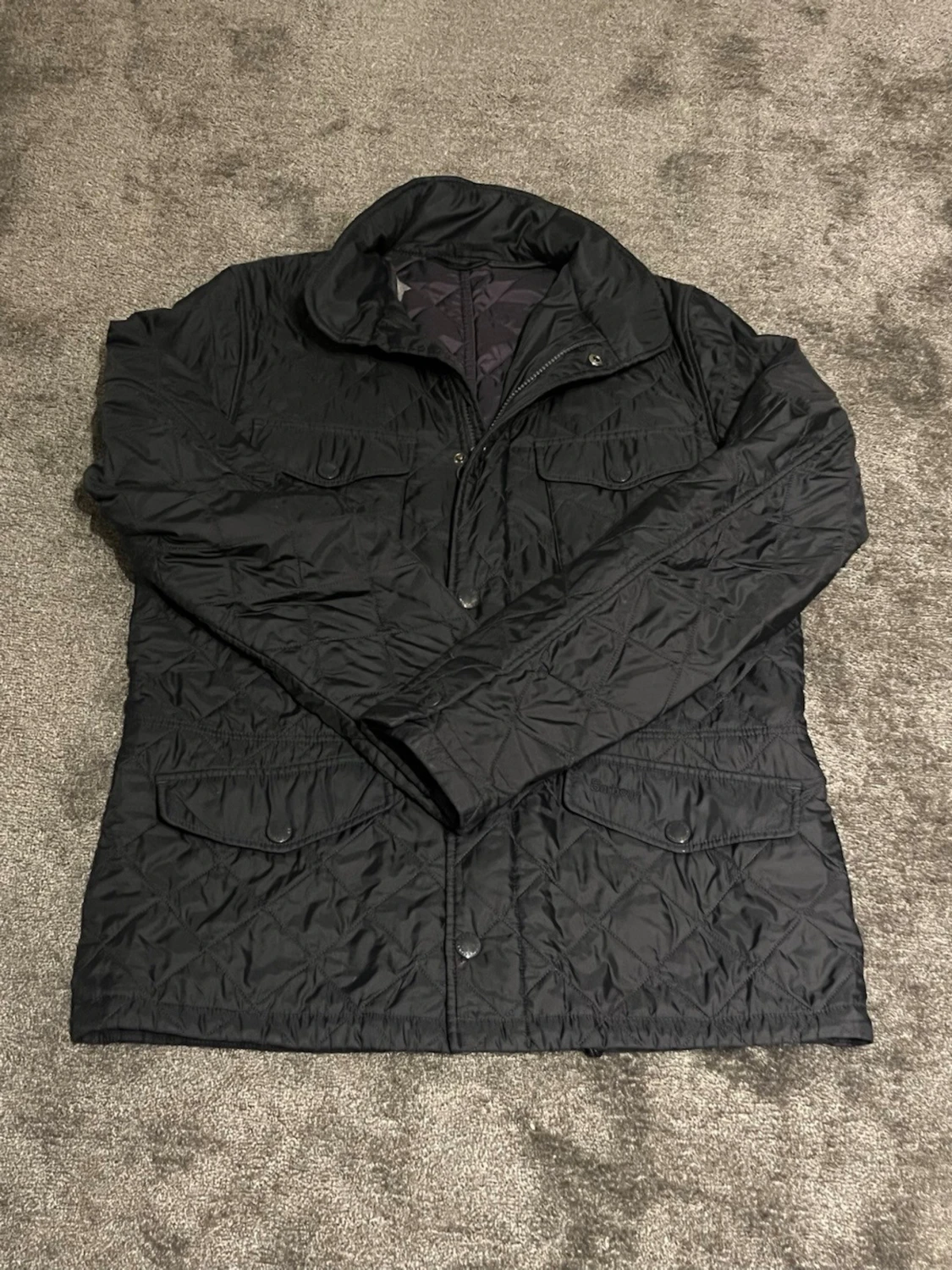 Marinblå/Svart quiltad Barbour jacka - 1