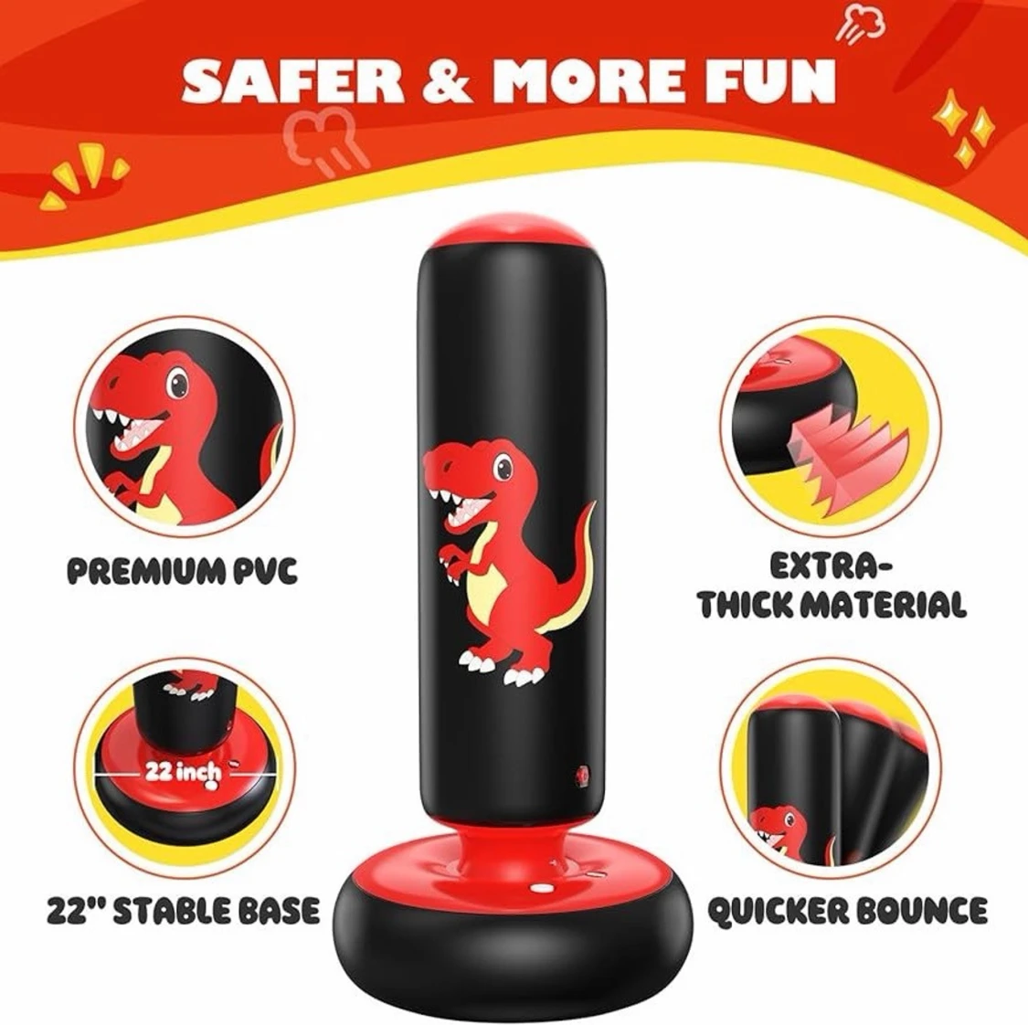 Boxningssäck med dinosaurie och handskar - 2