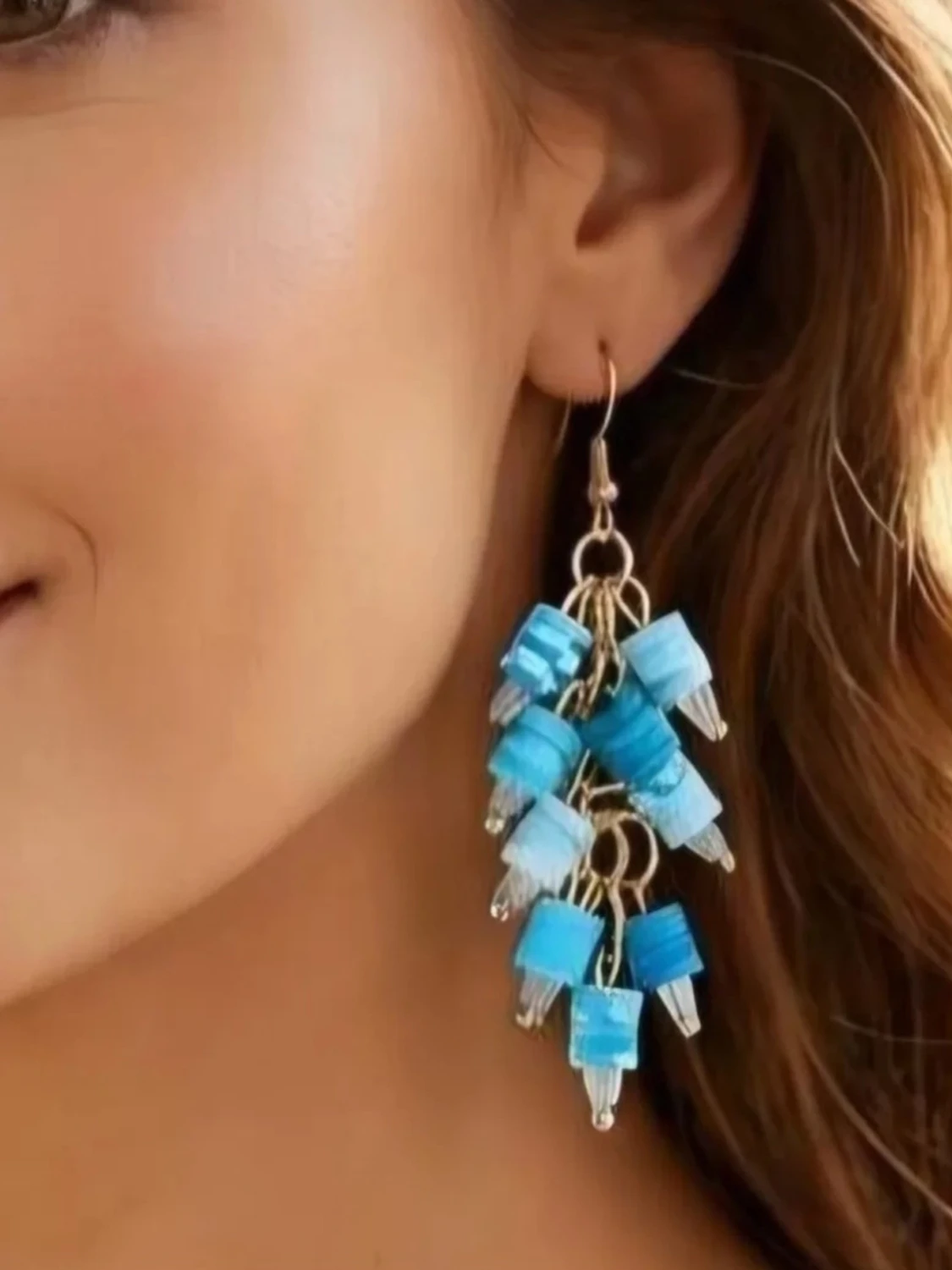 Örhängen i Polymerclay "Turkos mix" - 1