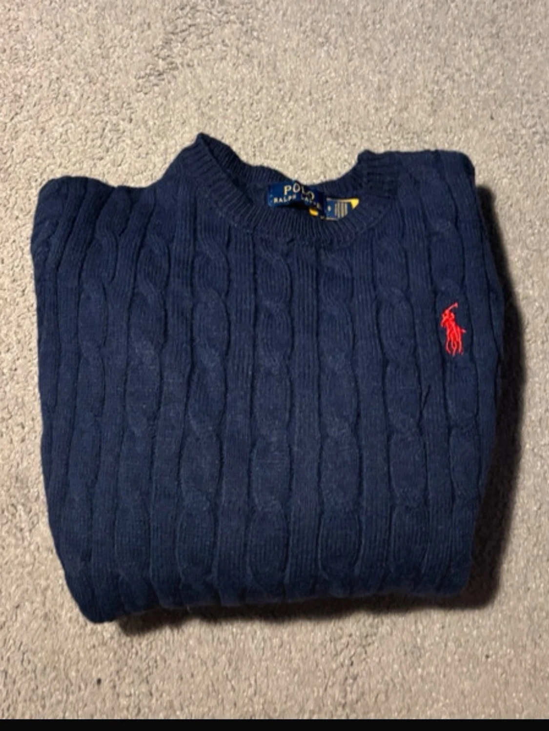 Mörkblå kabelstickad tröja Polo Ralph Lauren - 1