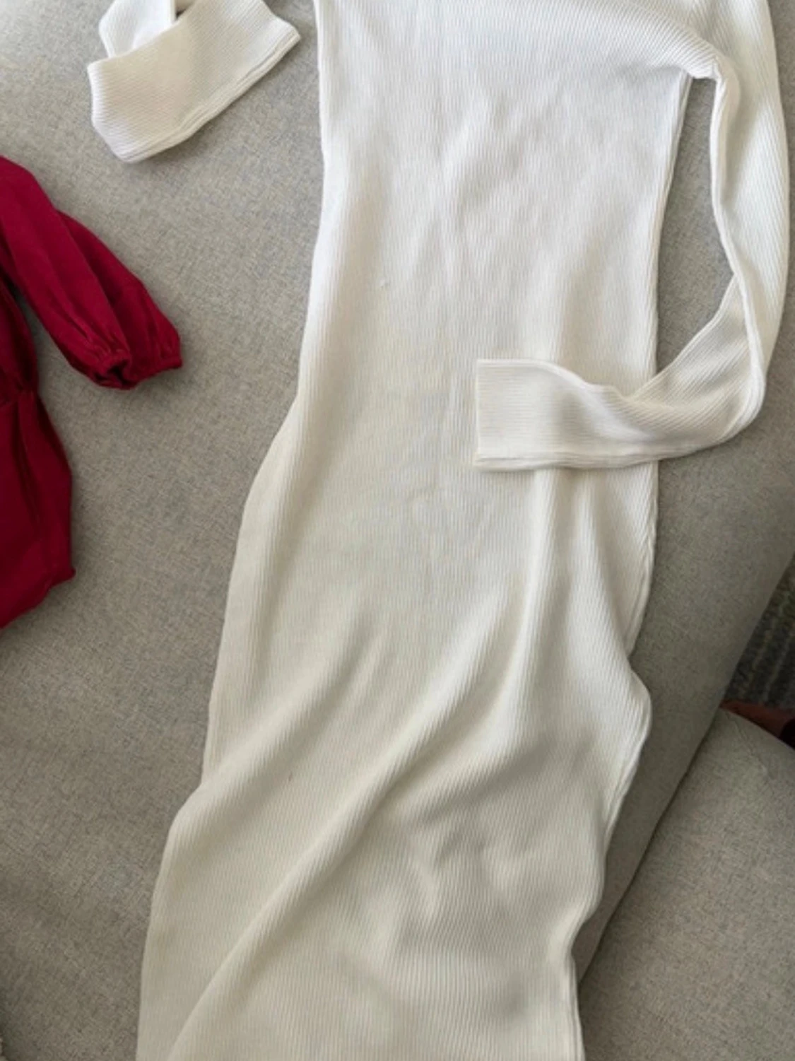 Vit ribbad långklänning - 1