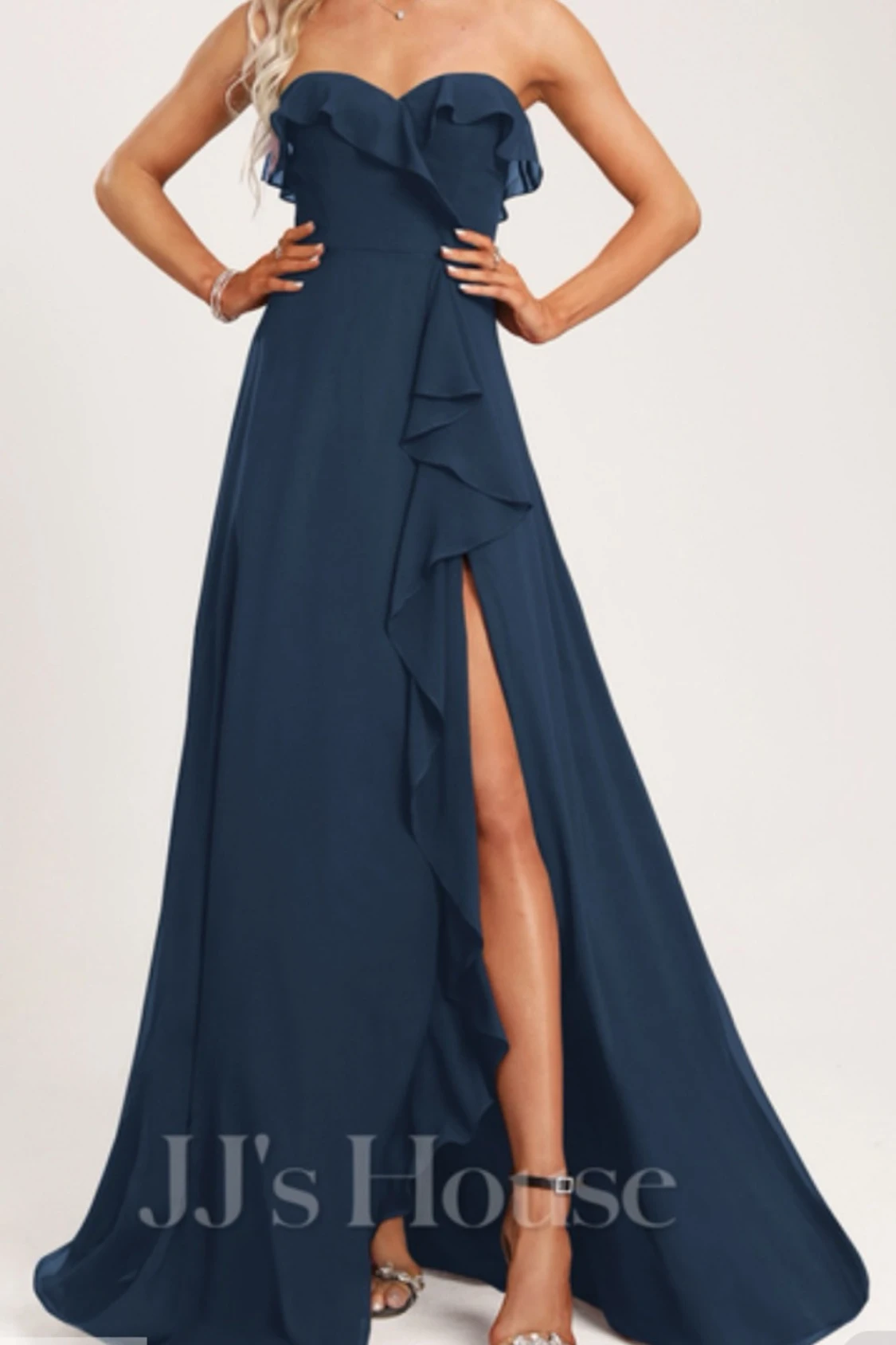 Mörkblå bal klänning 