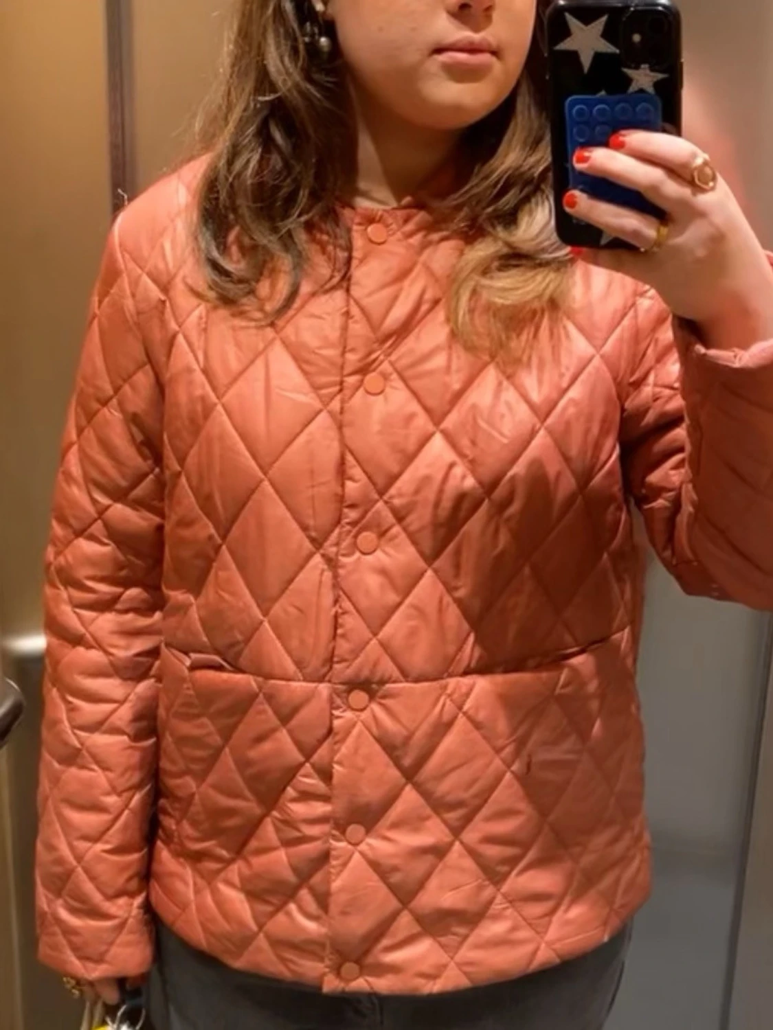Rostfärgad quiltad pufferjacka Wala
