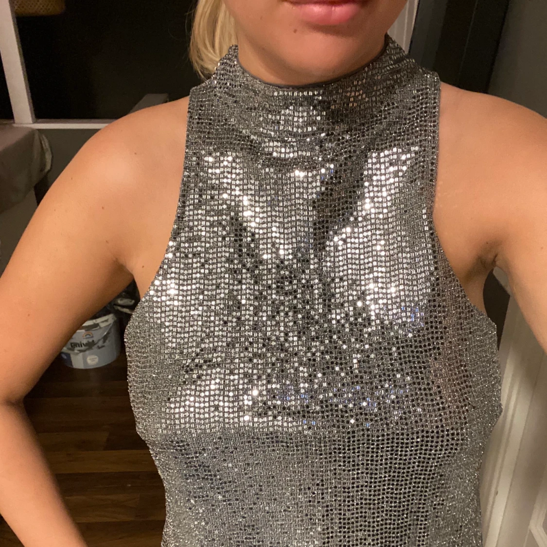 Silvrig glitterlinne