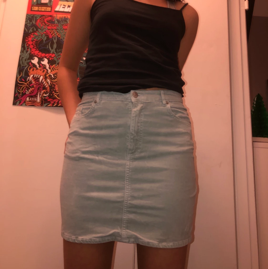 Mintgrön sammetskjol