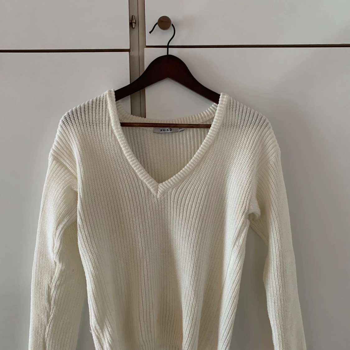 Vit stickad tröja - 90