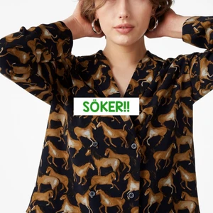 Söker denna blus från Monki  - Söker denna blus från Monki. Den har knappar fram och mönster med hästar. 
