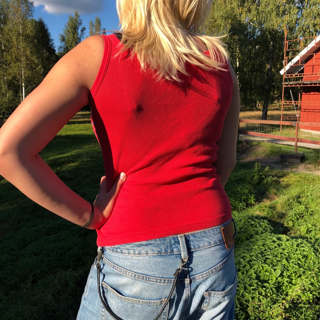 Rött Linne I Häftig modell Cinema passar s-m - 90