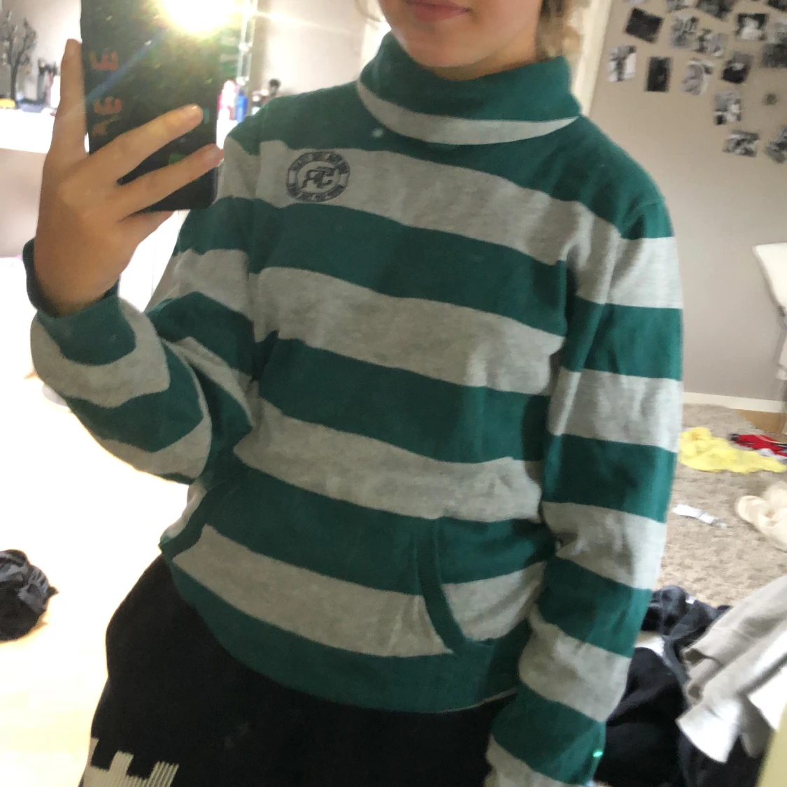 Randig polotröja med ficka - 90