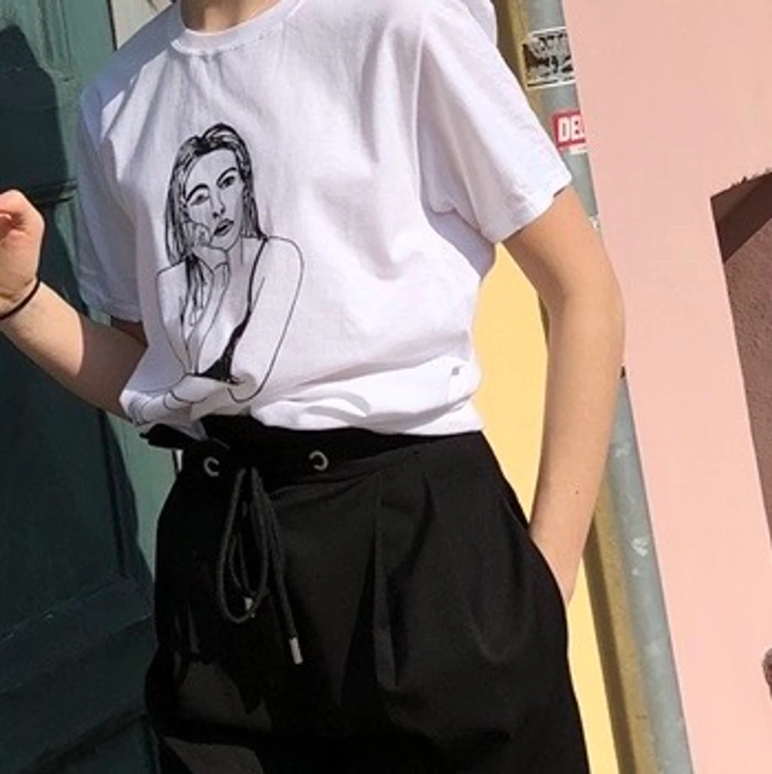 Topshop vit t-shirt med tryck i sammet - 90