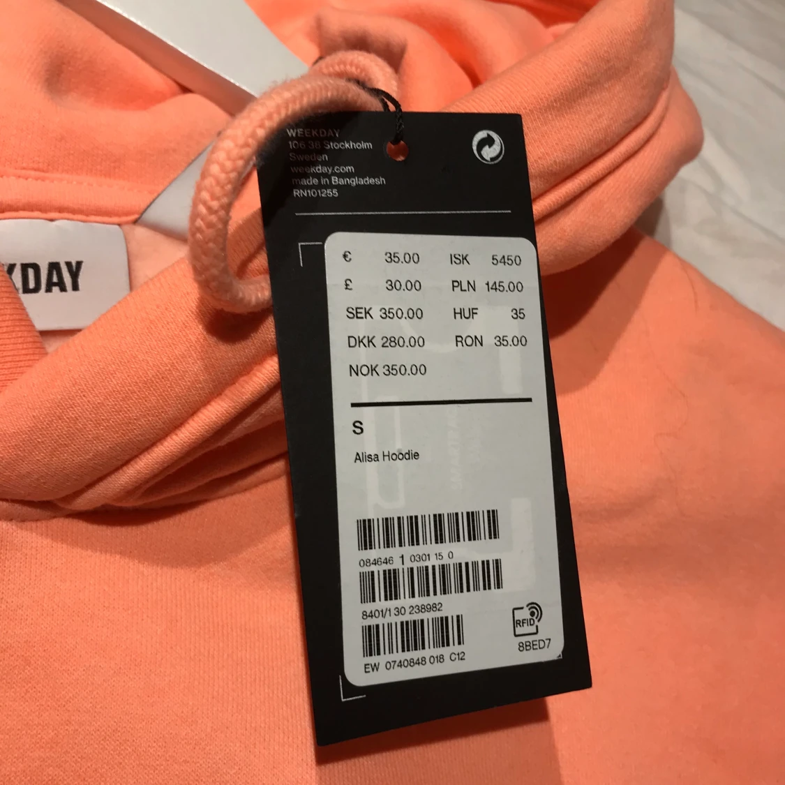 Oanvänd Hoodie i Peach - 91