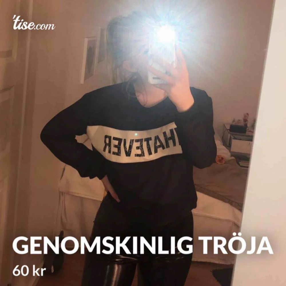 Säljer denna supercoola genomskinliga tröja! Den är i storleken S och är helt oanvänd. Skriv gärna till mig för fler frågor!. Hoodies.