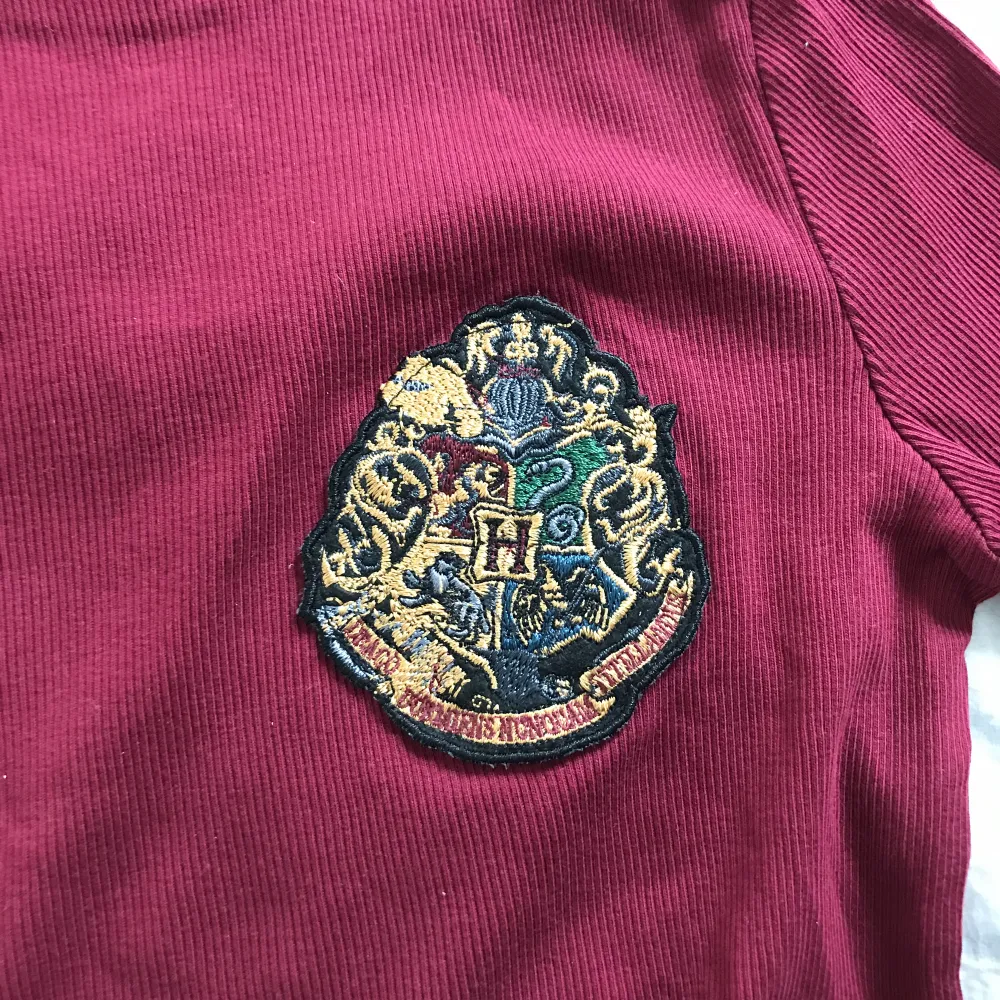 Vinröd ribbad Harry Potter tröja från Primark. Använd 1-2 gånger men den är som ny. Vid eventuell frakt är det köparen som står för frakten.. Tröjor & Koftor.