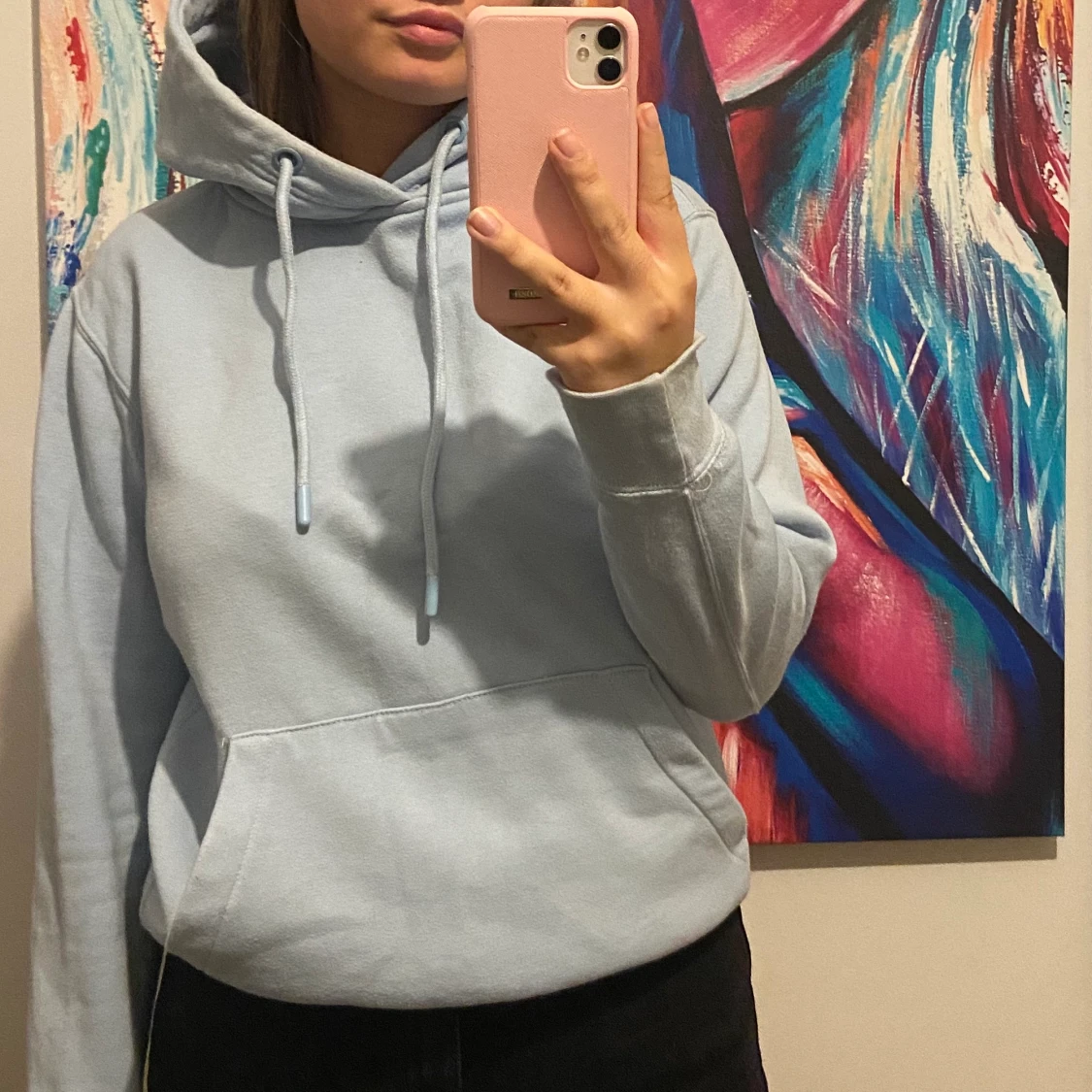 Ljusblå hoodie - 91