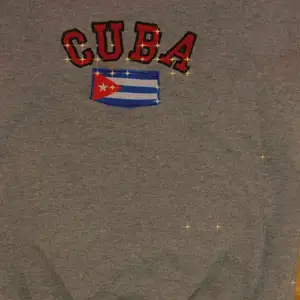 Snygg vintage sweatshirt med märket cuba på  köpt på någon vintage butik osäker vilken  starta budet på 100 öka 20 i vajre bud 