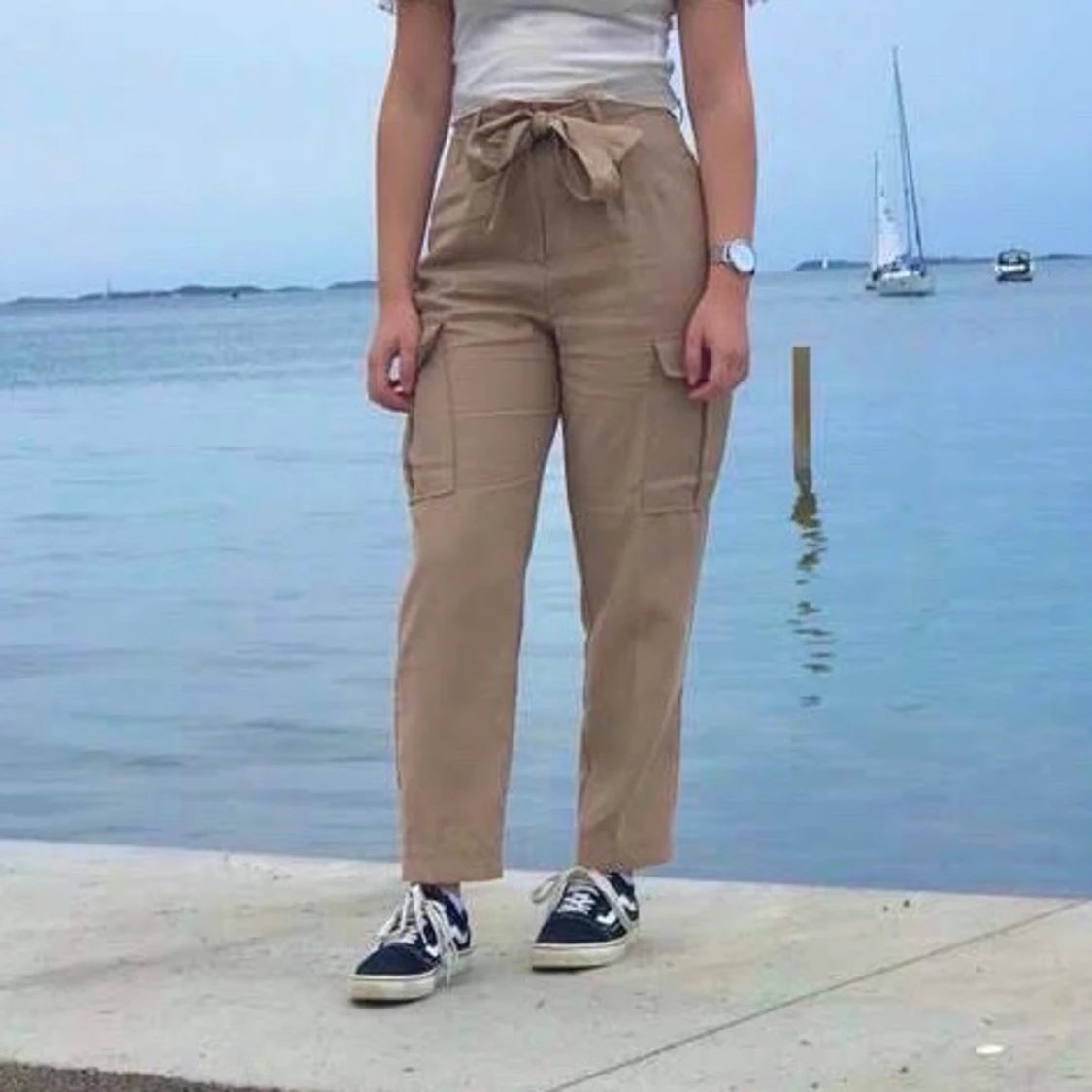 Beiga pösiga cargobyxor - 90