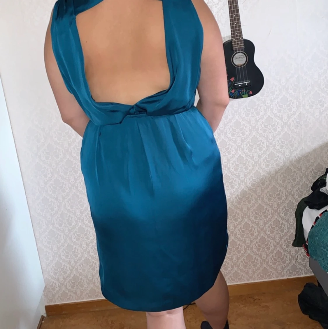 Blå siden klänning  - 90