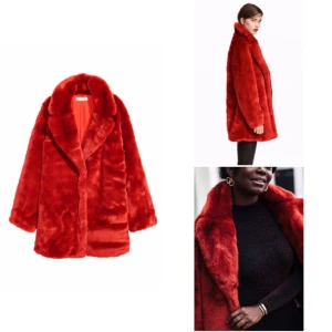  - Underbart röd pälsjacka (ej äkta päls), från h&m, stl 36. Helt ny.   Kan hämtas upp i Göteborg eller skickas mot fraktkostnad ❣️