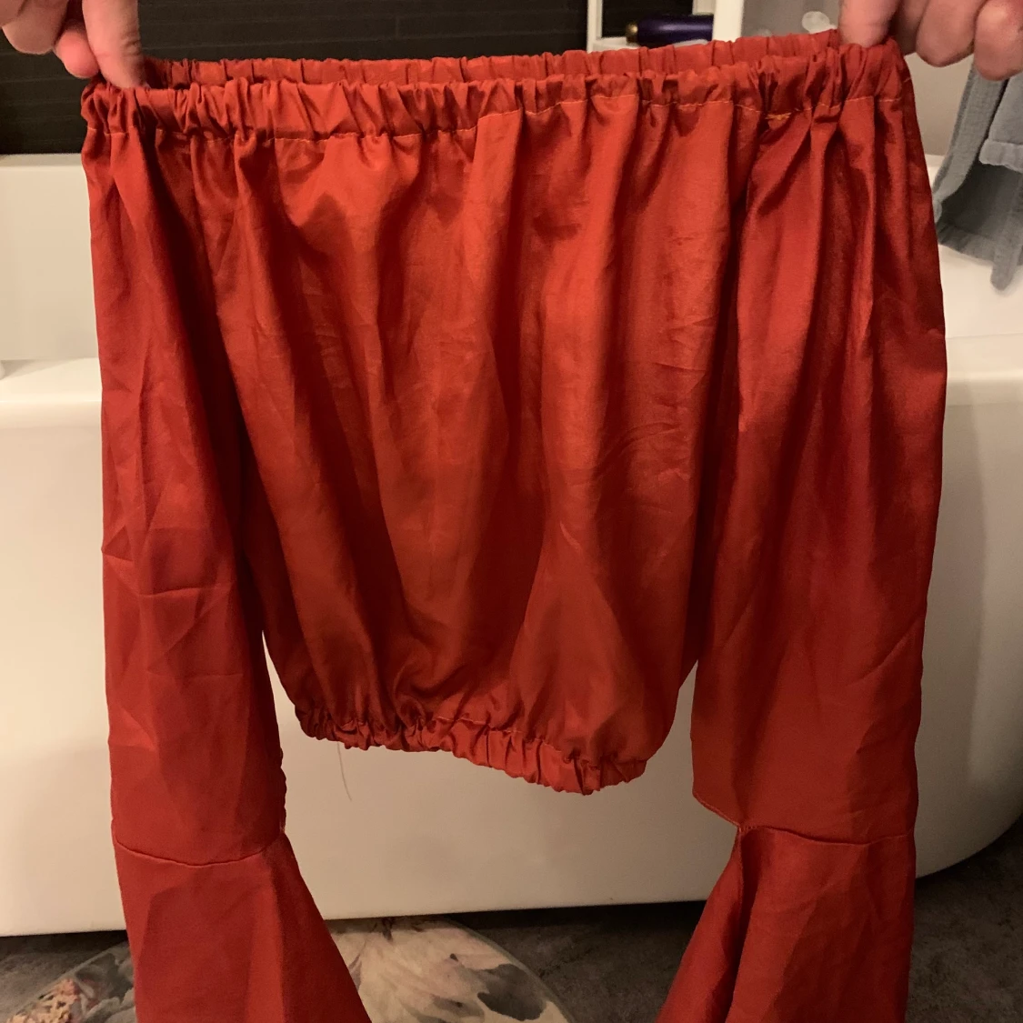 Röd axel lös fin tröja - 90