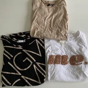 3-pack med unika och snygga t-shirts😍😍😍 ”ME”- tröja (hm) i storlek S🥰🥰 MAGO tröja i storlek S 😘 och BIKBOK tröja i storlek S💞💞❤️