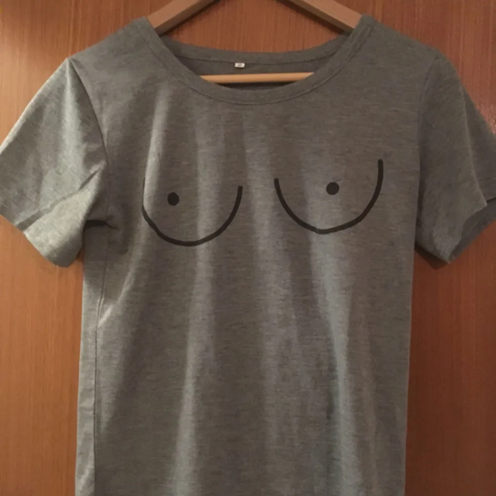 Grå T-shirt med boobies 🙌 🍉🍉 XS-S, säljer pga för liten för mig! Frakt bekostas av köparen! Swish!. T-shirts.