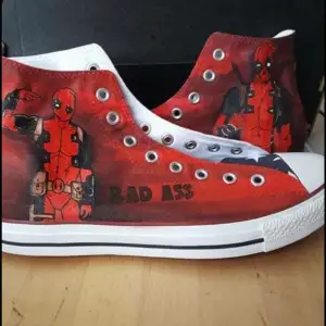 Äkta handmålade converse skor - helt nya o oanvända! Helt unika o möjligtvis den enda som har dom!  Storlek 44 - julklappstips! Frakt tillkommer 