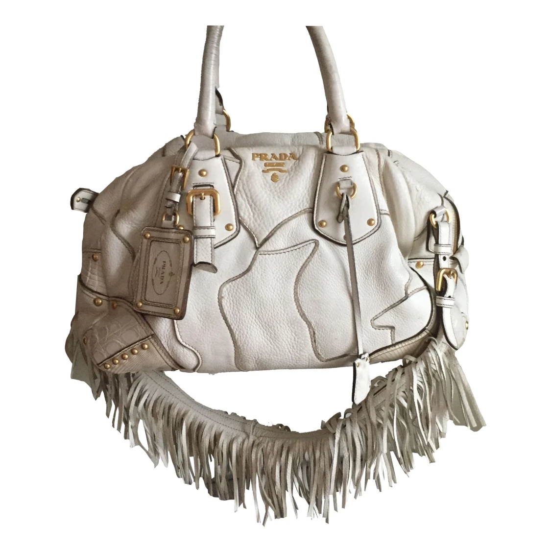 PRADA Bianco Cervo Patch Bauletto Bag - 91