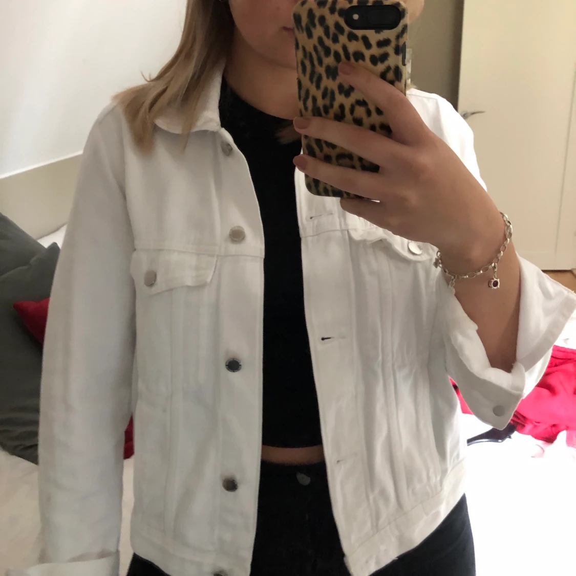 Vit Jeansjacka  - 90