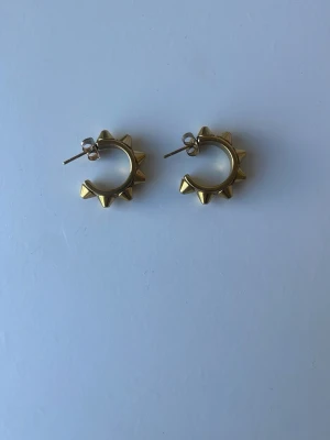 Guldiga hoops med nitar - säljer ett par guldiga örhängen från Edblad. Knappt använda och inte rostade. Först till kvarn❣️