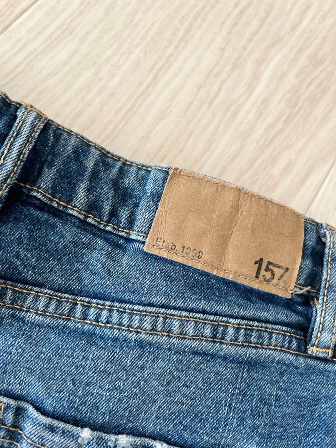Blå denimshorts med uppvik - 4
