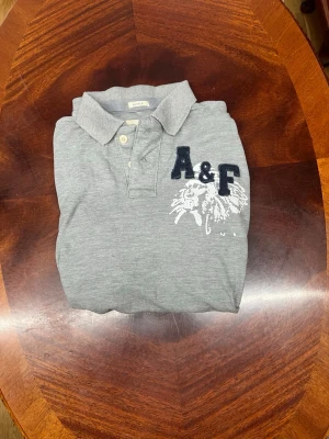 Grå Abercrombie & Fitch T shirt - Skön A&F t shirt, XL storlek men passar du som bär storlek L, tajt vid armarna. Väldigt skön och har haft på den en gång. Ganska lång men det går att sy om eller klippa av. 