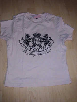 Juicy Couture t-shirt - Juicy Couture T-shirt, stl M. Använd 2 gånger i nyskick. Ljusrosa med klassiskt logotryck. Officiell licensierad Juicy Couture.