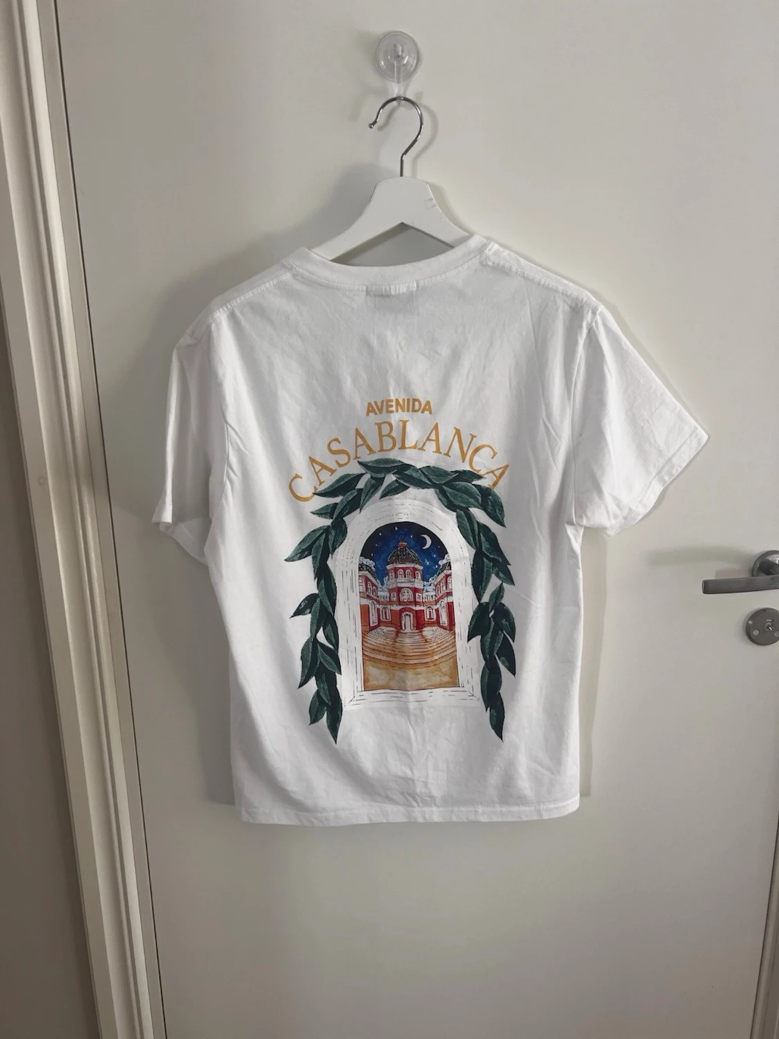 Vit t-shirt med Casablanca tryck fram - 2