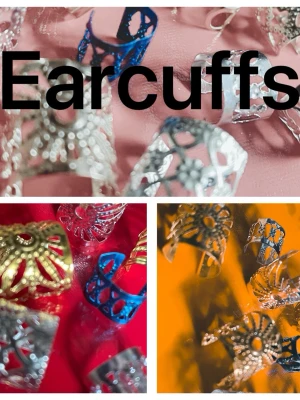 Prisförslag- Mixade earcuffs i metall olika paket  - Finns olika earcuffs i metall med coola, utskurna mönster. Färgerna är silver, guld och blått. De har en trendig, bohemisk vibe och passar perfekt för att ge din look lite edge. Inga hål krävs, bara att klämma fast på örat. 5 st (olika storlekar av guld, silver och färg) 79:-, 10 st (olika storlekar av guld, silver och färg) 129:- 