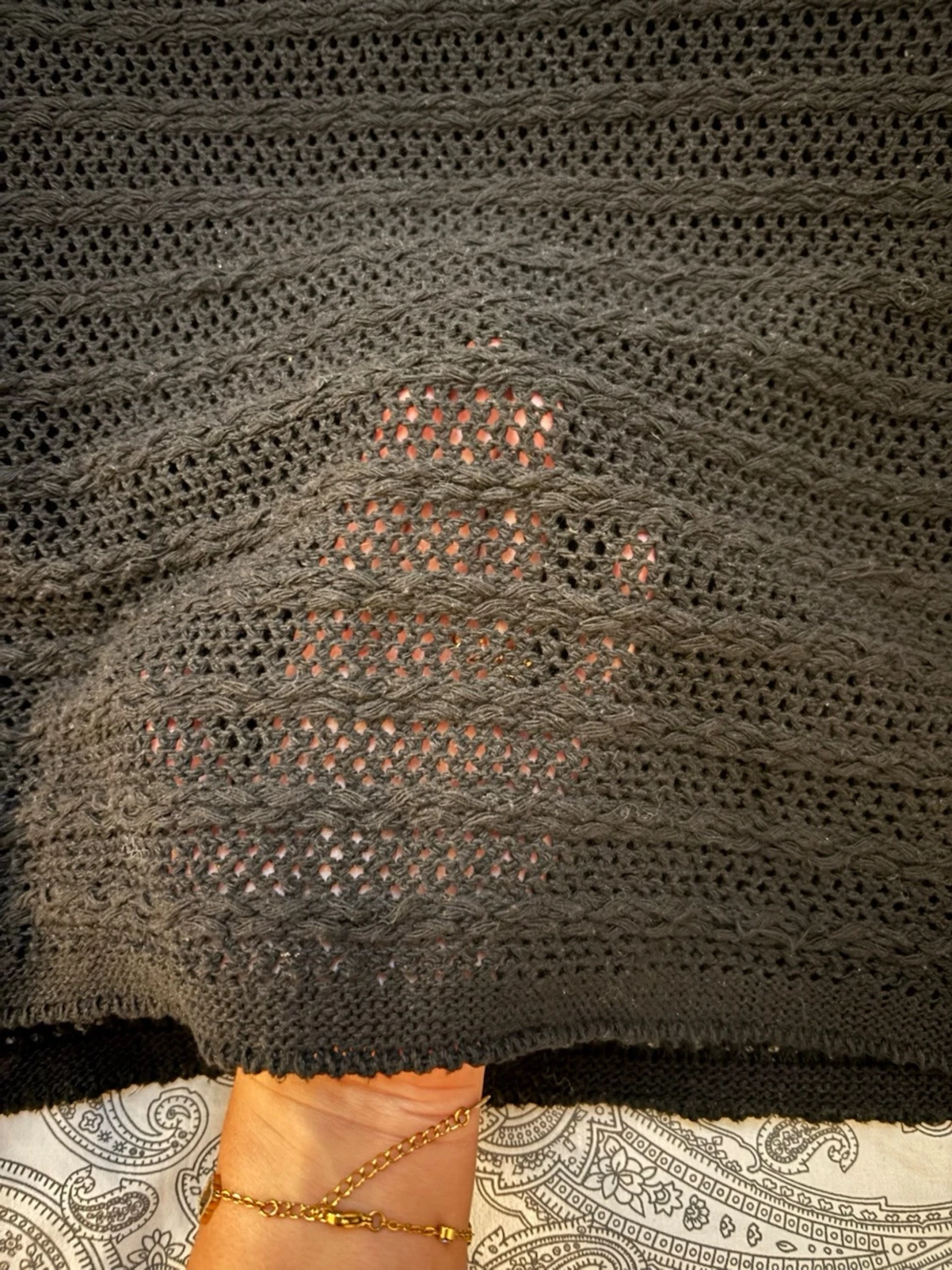 Svart virkad cropped tröja - 1