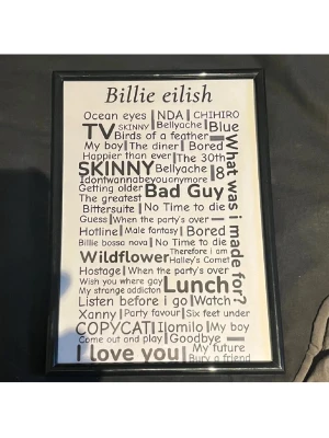 Billie eilish poster  - En egendesignad Billie eilish poster i A4 papper. Perfekt detalj i rummet. Ram ingår ej.